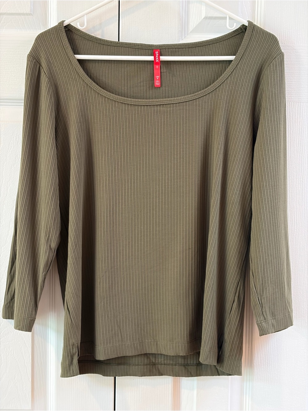 Spanx Midnight Olive Scoop Neck Ribbed Long Sleeve Tee Size L
